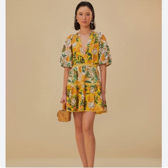 Farm Rio Yellow Biriba Mix Mini Dress - Picture 5 of 11